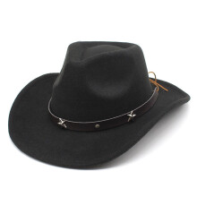 Cappello da cowboy da donna regolabile in feltro con decorazioni in rivetti in lega, decorazione con rivetti in lega.