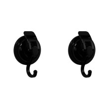 Heavy Duty Suction Cup Hooks for Door Wreaths, Compatible with Glass Doors, 2Pcs Black Plastic Hooks (3.32x2.36 in)