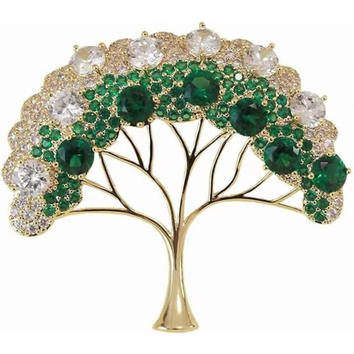 Broche Arbre de Vie en strass plaqué or