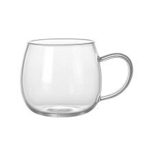 Mug en verre transparent avec anse, 400 ml (13,5 oz), en verre borosilicate de haute qualité, idéal pour l'eau, le lait, le café et les jus.