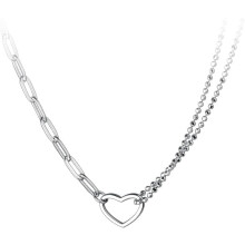 Collier à superposer pour femme, pendentif petit cœur mignon en argent S925, collier long ajustable à superposer, bijou cadeau pour elle