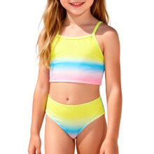 Girls Swimsuit,Two Piece Swimwear Cute Sun Beach Swimsuit for Toddler and Kids Pool Swimming Summer Play Outfit,Kids Swimsuits,Yellow,150