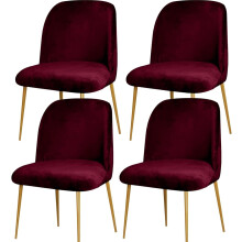 Velvet Curved Chair Covers Burgundy Set of 4