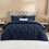 Navy Blue Oversized Queen Duvet Cover Set 3-Piece Microfiber 1