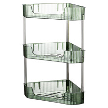 Organizador de canto para banheiro, plástico, 3 níveis, verde