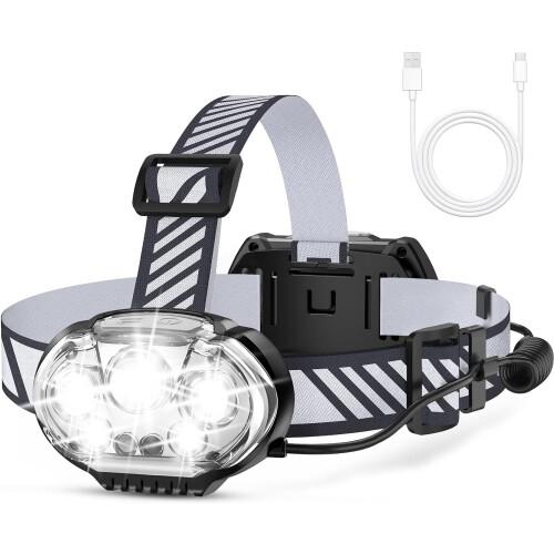 Rechargeable5-LED Headlamp Red/White Light8Modes