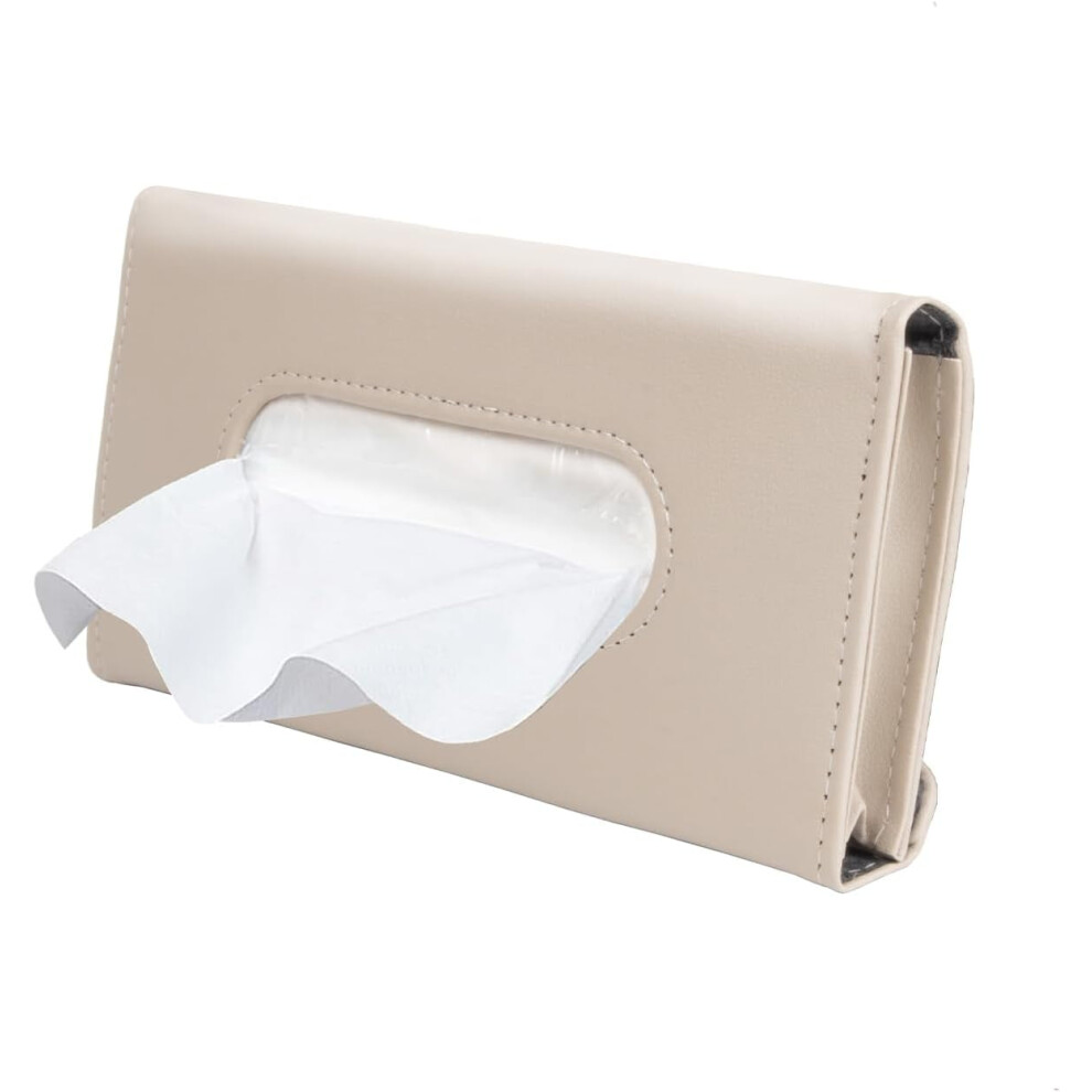 Car Tissue Holder For Sun Visor, Auto Napkin Box With Refills, Paper Towel Dispenser, Universal For Car/Suv/Pickup Â Beige 9083649352014