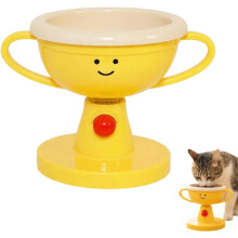 Adjustable Elevated Cat Bowl & Small Pet Feeder, 15 Tilted, 5-Level Height, Trophy Shape, Non-Slip Feet