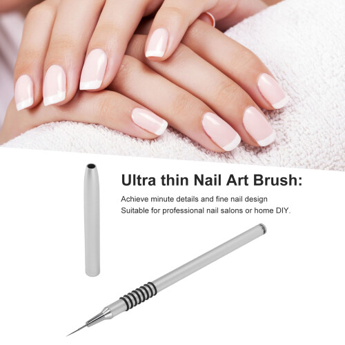 6Pcs Nail Liner Brushes Set Ultra Thin Silver 2