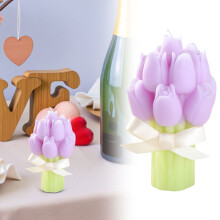 Bougie parfumée Bouquet de tulipes violettes, bougie florale artisanale, cire de qualité supérieure, cadeau de Saint-Valentin et décoration