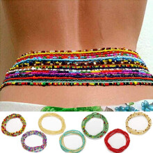 7-Piece Bohemian Waist Bead Chain Set – Multi-Layer Belly Button & Beach Body Accessories, Mixed Colors