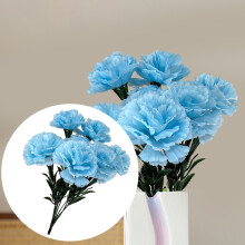 Konstgjorda nejlikor 1 knippe (7 huvuden), realistiska sidenblommor, 41 cm, blå – Kompatibel med bröllops-/hem-/fest-/utomhusdekorationer