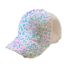 Casquette de baseball à paillettes ajustable en maille respirante