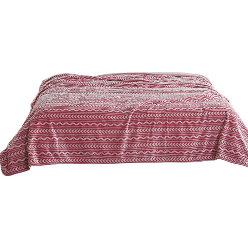 Raschel Blanket Double-Layer Striped Plush Warm Cozy 1