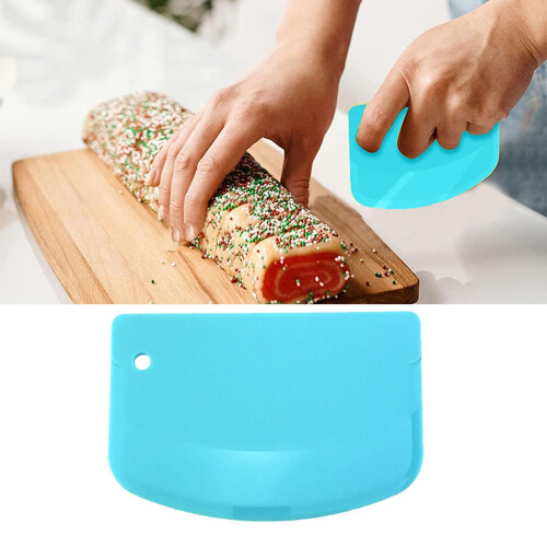 Dough Scraper – Flexible Plastic Bench Scraper, compatible with Sharp Edge & Angles Cake Scraper, Non-Slip Decorating & Modeling Tool 1