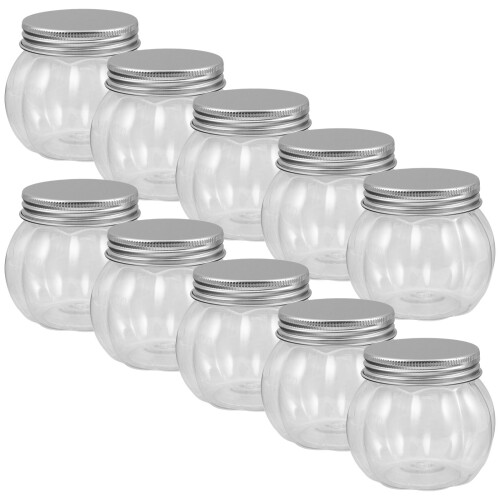 20Pcs High Clarity Pumpkin Shaped Plastic Bottles with Lids for Drinks 2