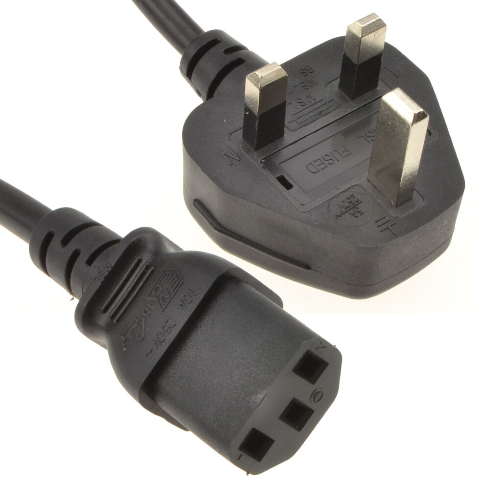 Kenable Power Cable Uk Plug (10A Fused) To Iec C13 0.75Mm Lead 1.5M Black