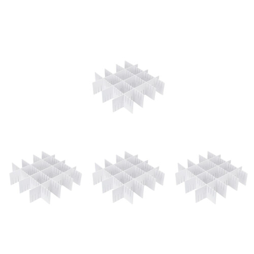 20Pcs Plastic Drawer Grid Dividers White Adjustable Storage Organizers 2