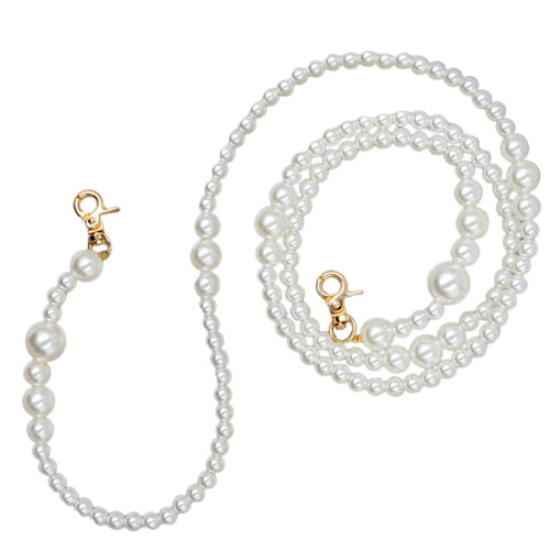 5Pcs White Faux Pearl Bag Chain Strap Durable Bag Extender Replacement 2