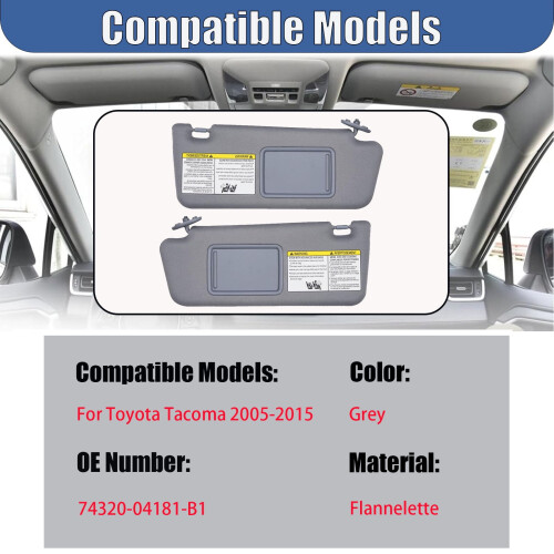 Αριστερό & Δεξί Σκίαστρο Ηλίου για Toyota Tacoma2005–2015, με Καθρέφτη Μακιγιάζ, 1