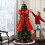 Red Satin Bow Tree Topper 117cm with Long Streamers 3