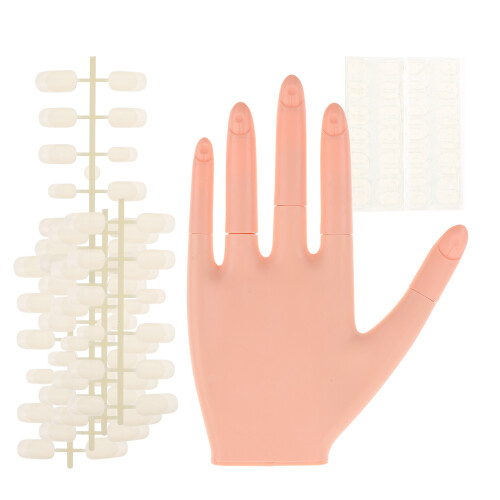 4Sets Bendable Mannequin Hand for Nail Art Practice with Nail Tips