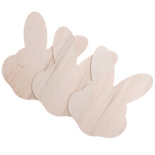 6Pièces Pendentifs En Bois Beige Lapin Pour Artisanat Décorations