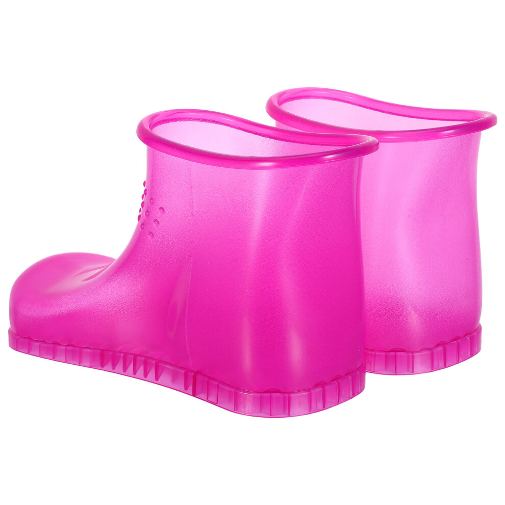 Vaguelly 1Pair Rosy Pvc Foot Soaking Tub Boots Portable Foot Spa For Home Use