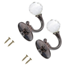 16Pcs Black Creative Zinc Alloy Crystal Curtain Hooks for Drapes