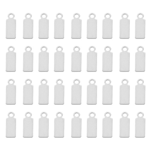 250Pièces Rectangles En Acier Inoxydable Blanks Argent Pour DIY