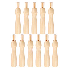 11Pc DIY Wool Felting Needles Wooden Handle Beige Sewing Supplies