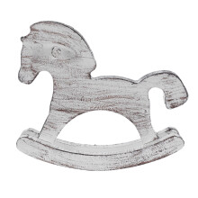 White Wooden Rocking Horse Vintage Animal Figurine for Study
