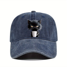 Casquette de baseball élégante en coton avec motif chat noir – Ajustable, respirante et offrant une protection solaire, idéale pour les