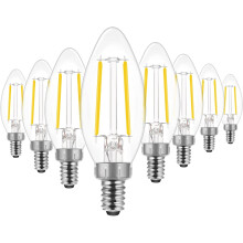 Ampoule E12 candélabre à intensité variable, 550 lm, blanc froid 4000 K, filament transparent B11, équivalent 60 W, lot de 8