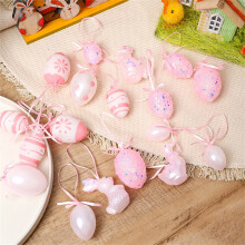 Set van 30 roze paaseitjes als kerstversiering, inclusief hangende geschenkdoos voor feestelijke gelegenheden en lentetafeldecoratie.