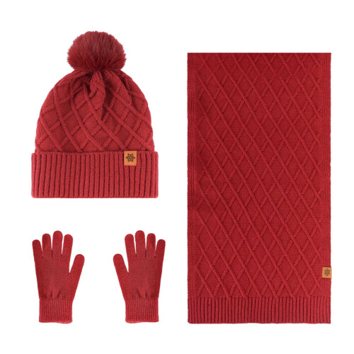 Damen-Wollmütze, Schal & Handschuhe Set