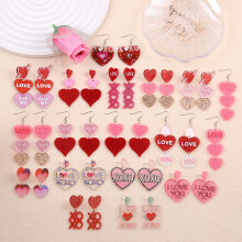 Valentine's Day Sparkle Heart Earrings for Women 34 pcs