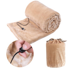 USB-Powered Flannel Heating Blanket, 3 Heat Settings, Machine Washable, Safe Low-Voltage, for Office/Nap/Travel/Camping + Storage Bag (Yellow)