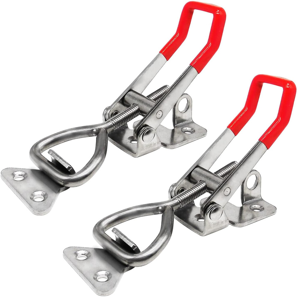 4003 Toggle Latch Clamp, 304 Ss, Adjustable, Lock Hole, 1320Lbs, Heavy Duty For Smoker Lid/Jig/Toolbox, 2Pack 9083649355183