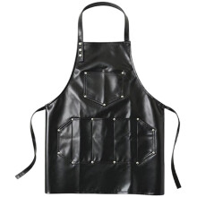 Delantal impermeable de piel sintética con bolsillos para herramientas.