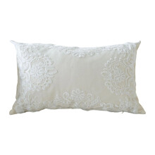 Coussin décoratif, oreiller de lit, broderie européenne artisanale, style rustique français, dentelle florale européenne