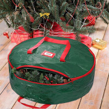 Heavy Duty Christmas Wreath Storage Bag with Handles, 600D Oxford Polyester, Extra Large for Holiday Wreaths (Green, 23.6")