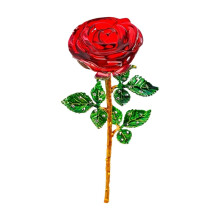 Ornamento de rosa de cristal, flor de vidro de 24 cm (9,5 polegadas)