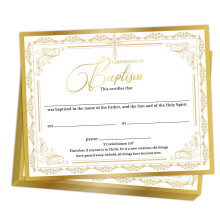 Baptism certificates, 25 pack church baptismal certificates, dedication certificate paper, christening gifts for s adults agers, 8x10 inches, gold