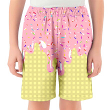 Childrens Casual Ice Print Shorts Baseball Elastic Waistband with Pocket for Boys Girls 2 14 Years Playwear,Z01 Light Pink,7-8 Years