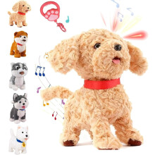 2026 Froplay Plush Robot Dog with Remote Leash, Touch/Voice Sensing & Licking Tongue – Compatible with Kids' Play