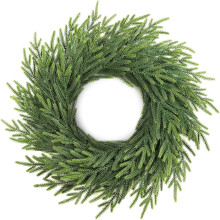 Couronne de pin Norfolk de 56 cm (22 po), couronne de Noël artificielle réaliste au toucher, pour porte, fenêtre, porche, mur,
