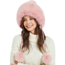 Bonnets d'hiver mignons en maille, bonnet russe en fourrure crochetée, bonnets slouchy avec pompon, bonnet de neige chaud et duveteux, bonnet