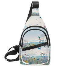 Bolsa transversal pequena unissex com estampa de margaridas da primavera, ideal para viagens, viagens e uso no ombro.