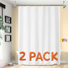 kpl valkoisia kangassuihkuverhon vuorauksia, kevyitä, pestäviä, vettähylkiviä, 12 napinreikää, magneettisia, 71" x 72", hotellilaatua